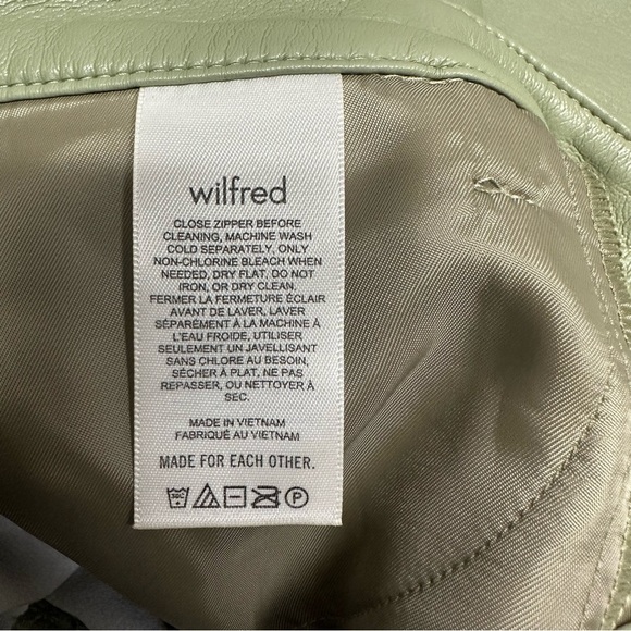 Wilfred Olive Green Straight Leg Pants faux leather sz 2 - Picture 9 of 13